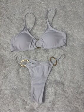 New In Packaging Zando White Ribbed Thong Bikini 2 Piece Swimsuit Size S